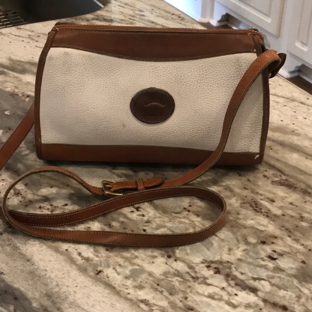 Dooney Bourke Classic Brown and White Leather Shoulder Bag